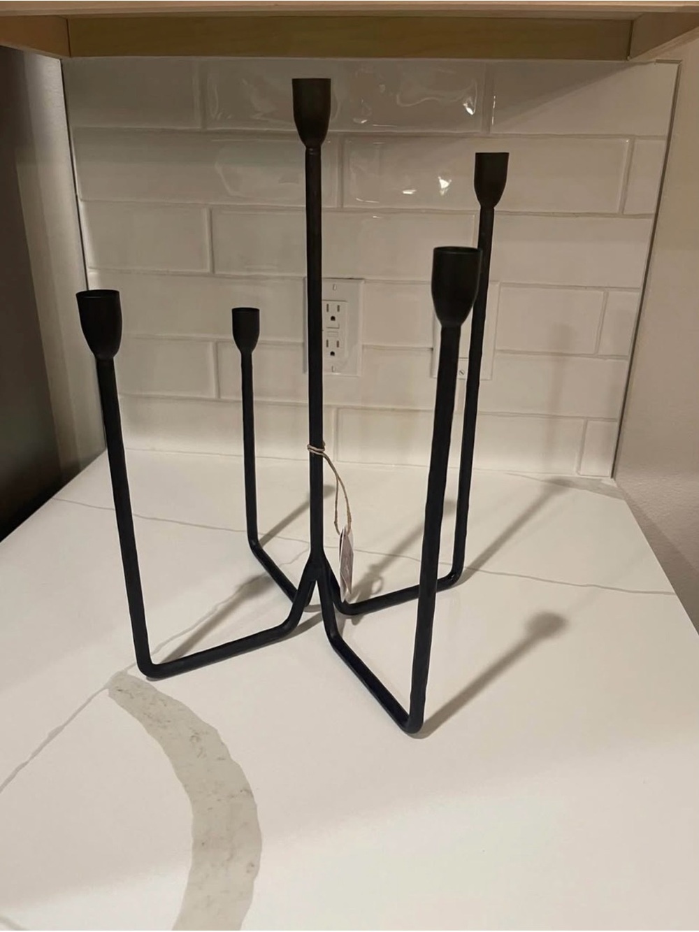 16" Black Forged 5-Taper Candle Holder